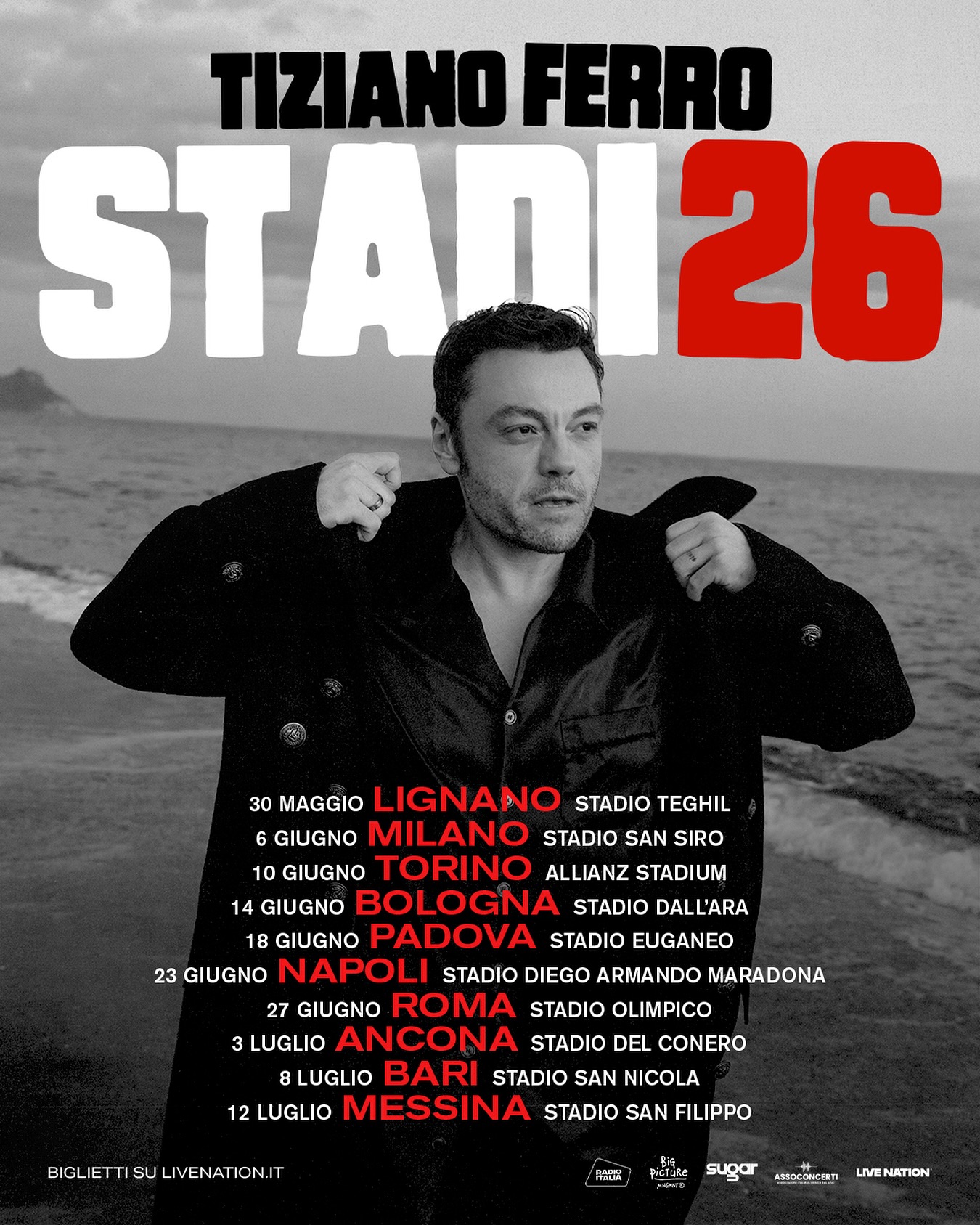 Tiziano Ferro Stadi ’26 Tour Poster 2026